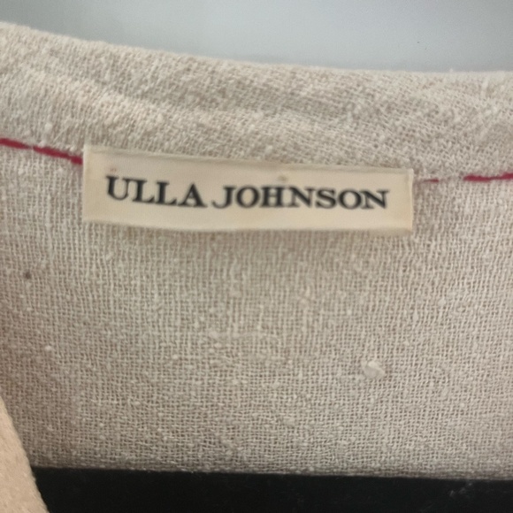 Ulla Johnson Raw Silk Shift Dress - embroidered creme boho v-neck Sz M Handmade - Picture 2 of 11
